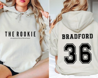 Het Rookie-shirt, het Rookie Tim Bradford-shirt, Tim Bradford, Tim Bradford-shirt, de Rookie-hoodie, Tim Bradford-hoodie