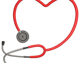 Stethoscope Heart Embroidery Design, Nurse Doctor Motif, Medical Love Machine Embroidery File, Hospital Gift Patch Pattern