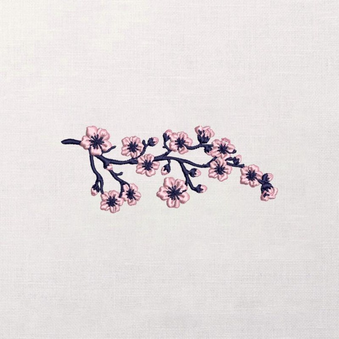 Cherry Blossom Branch Embroidery Design, Sakura Floral Machine