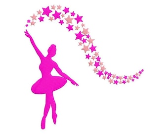 Dance Girl Embroidery Pattern, Prima Ballerina with Star Arc, Machine Embroidery Design