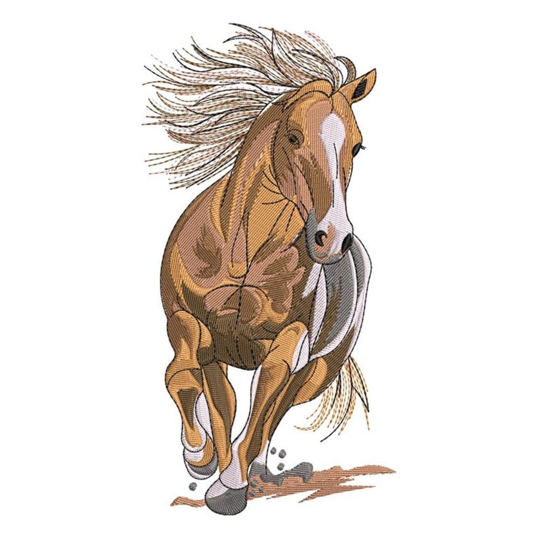 Running Horse Embroidery Design, Wild Galloping Stallion Machine