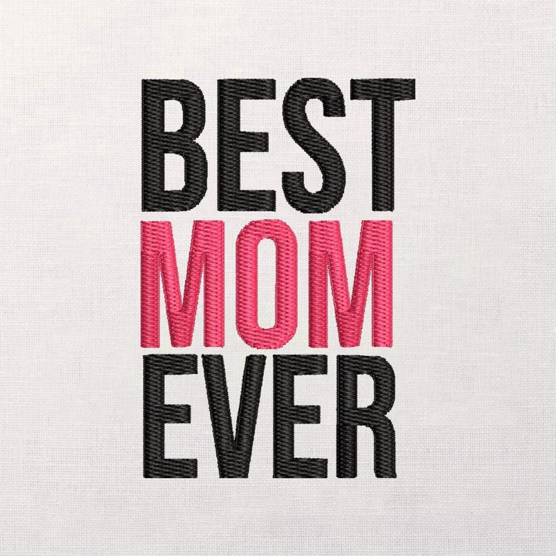Mom Typography Embroidery Design, Bold Block Lettering, Mother Quote ...