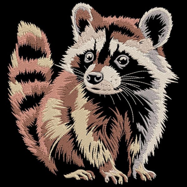 Cute Raccoon Embroidery Design, Woodland Animal Machine Embroidery File, Adorable Raccoon Pattern, DIY Sewing, Instant Download