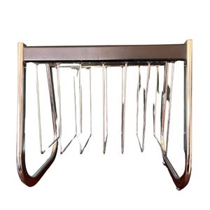 Vintage French Mid-Century Modern CHROMED Metal and Wood MAGAZINE RACK, circa 1960