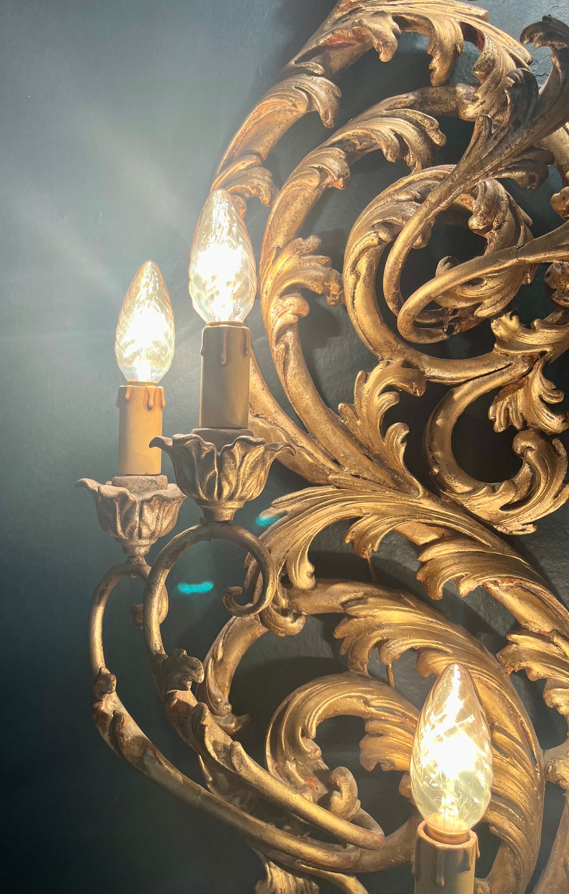 Fabulous Large Italian Rococo Style Carved and Gilded Wood and