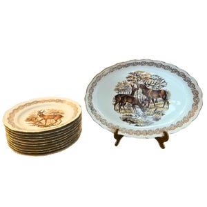 LIMOGES WILD GAME / Hunting Set for 10, Circa 1930