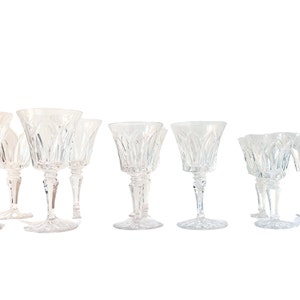 French SAINT LOUIS CRYSTAL Set Of 12 glasses for 4 people: Red Wine / White Wine / Water Glass
