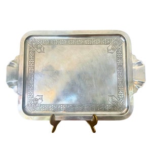 ART DECO French Silver Plated Drinks TRAY With Handles, 1930s