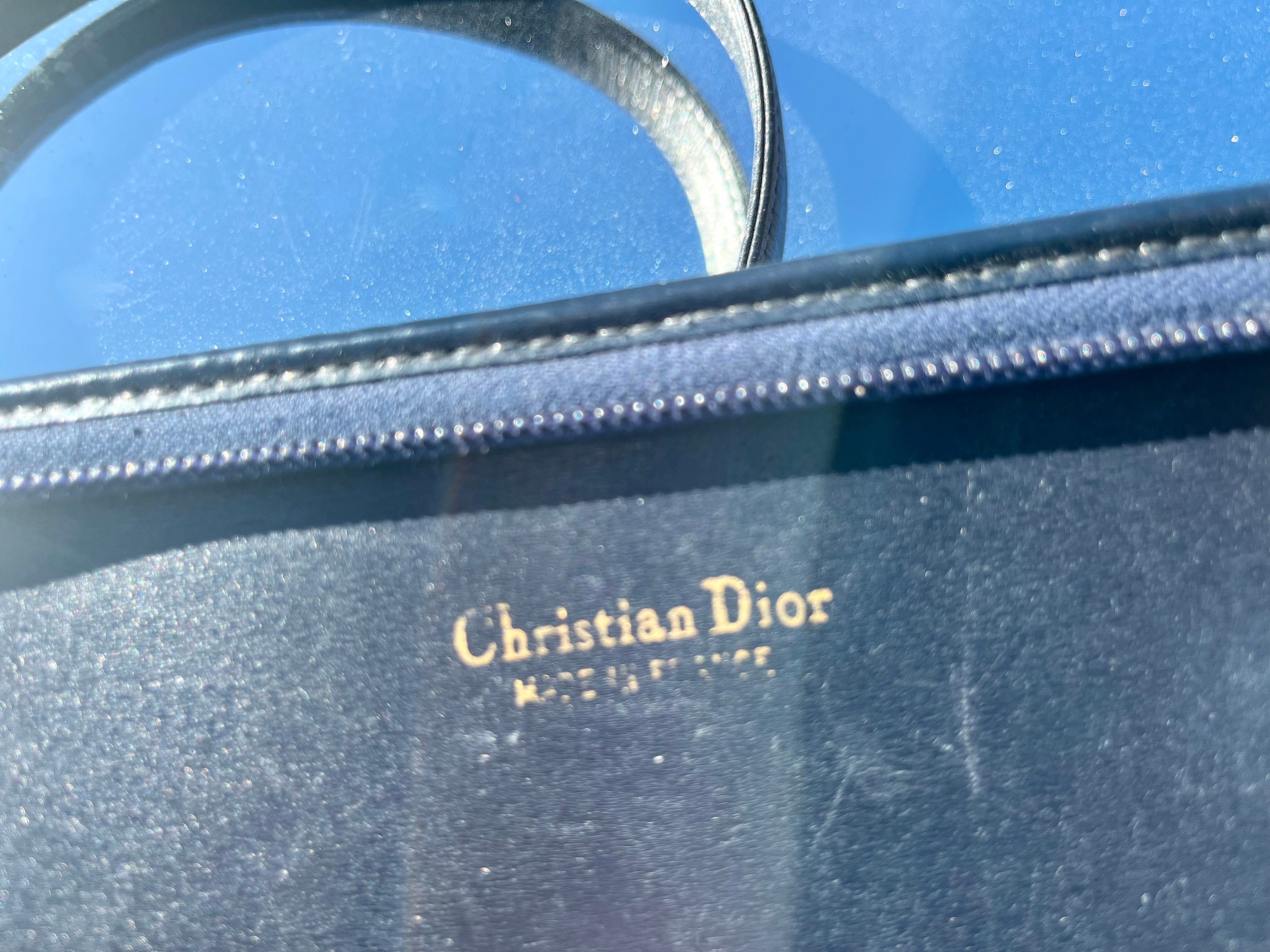 Christian Dior 1960 Blue and Beige Monogram Canvas Bag / CD