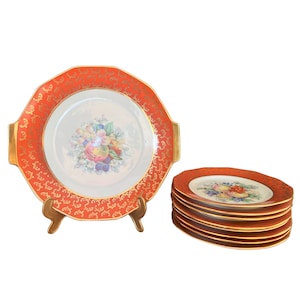 LIMOGES Set Dessert Plates and Serving Dish, for 8, circa 1930