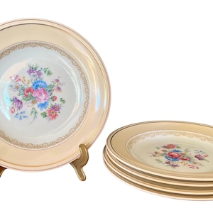 5 DINNER PLATES Antique LIMOGES French Porcelain, Circa 1920