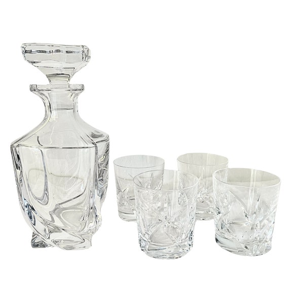 Service à Whisky Vintage – Carafe + 5 Verres En Verre Transparent