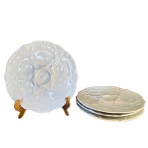 Set of 4 Vintage Hutschenreuther Majolica Oyster Plates, circa 1960