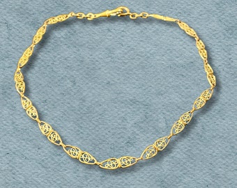 ART NOUVEAU Gold Plated Pocket Watch Chain/NECKLACE Antique Chain filigrane filigree mesh / Choker Sautoir / Albert necklace