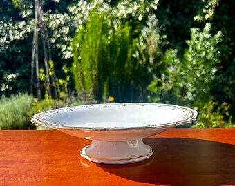 French Limoges Porcelain PEDESTRAL CAKE STAND / Cake Plate / Pallas / circa 1927