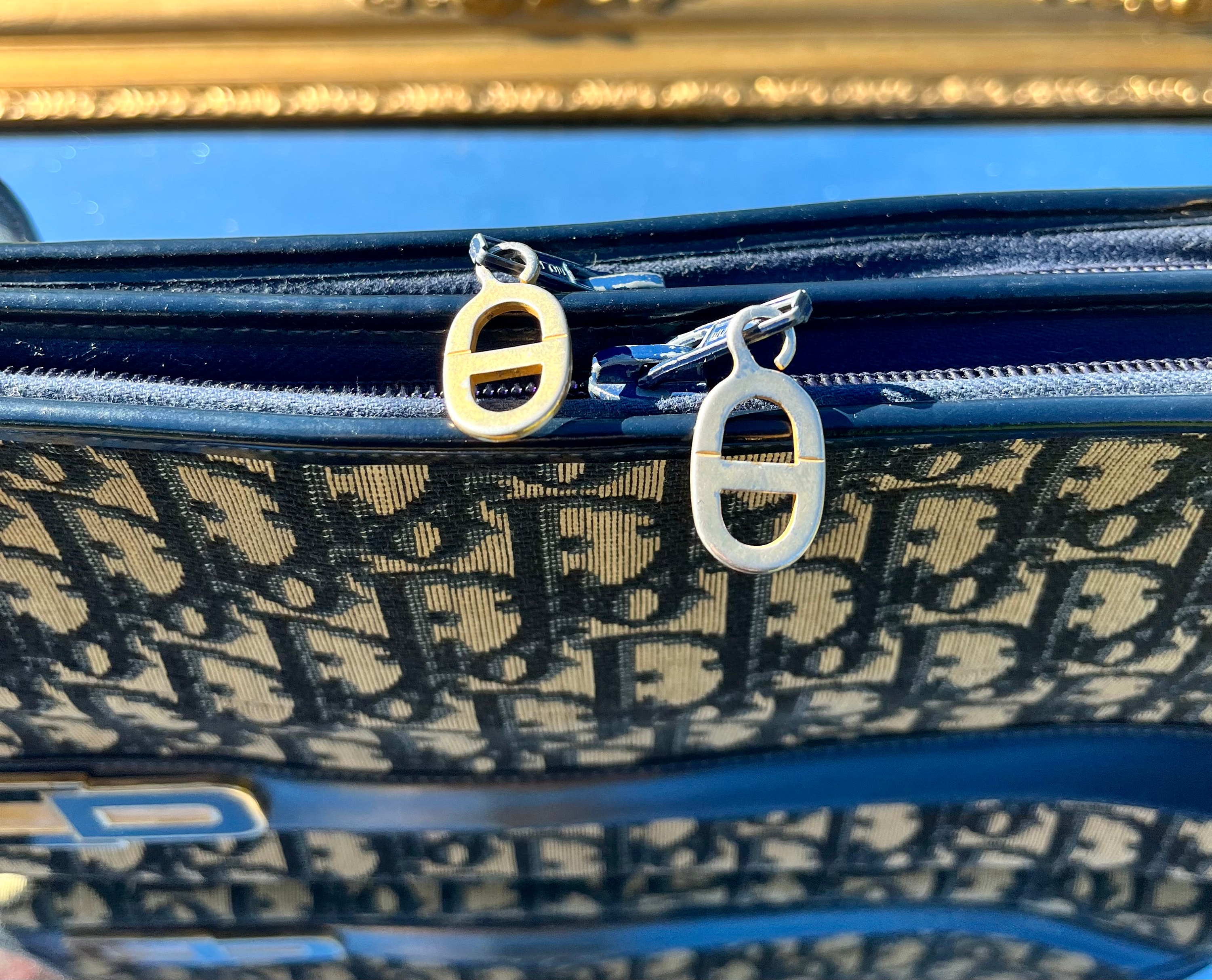 Christian Dior 1960 Blue and Beige Monogram Canvas Bag / CD
