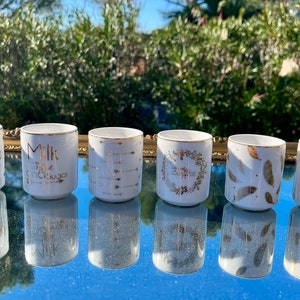SET of 6 ESPRESSO CUPS From France/ Coffee Cups / Vintage White And Gold Cups