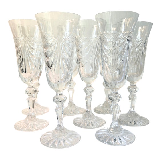 CRISTALLERIE De LORRAINE Hand Cut Crystal Champagne FLUTES Gerard