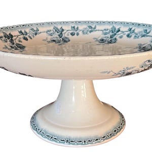 19th Century Antique French White and Blue IRONSTONE PEDESTAL CAKE Stand by Hippolyte Boulenger, circa 1880