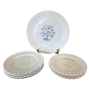 HAVILAND LIMOGES Poecelain Dinner Set, Torse Swirl, 9 pieces for 4, circa 1962