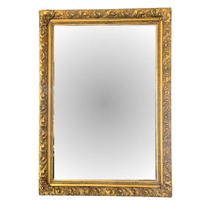 Large French ROCOCO STYLE Giltwood MIRROR, Bevelled Edge and Gesso Frame, Circa 1880