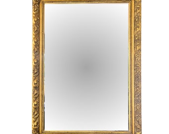 Large French ROCOCO STYLE Giltwood MIRROR, Bevelled Edge and Gesso Frame, Circa 1880