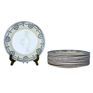 Antique French Ironstone Dinner Plates – Terre de Fer by Ste. Kléber, c.1880, Set for 10