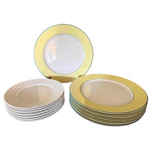 Set mit 12 LIMOGES-Porzellantellern aus der Kollektion Louisiana & Sophie d'E von PHILIPPE DESHOULIERES