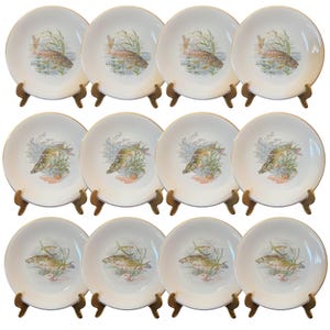 Antique French FISH SERVING SET from Ceranord St. Amand, circa 1908