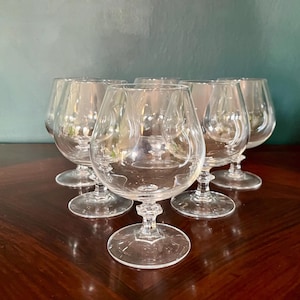 Conjunto de 6 copos vintage franceses CRYSTAL COGNAC da Cristal d&#39;Arques, por volta de 1976