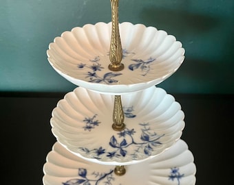 Limoges France cake platter "Louis XIII" /  porcelain cake stand / 3 tier cake or sandwich display platter