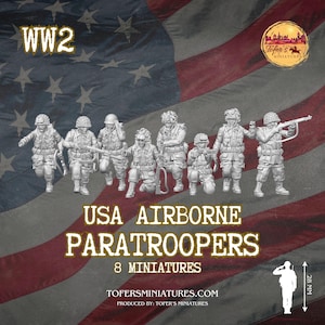 US Airborne Paratroopers Infantry #2 (US, WW2) - Bolt Action 1/56 (28mm) scale  28 mm Miniatures