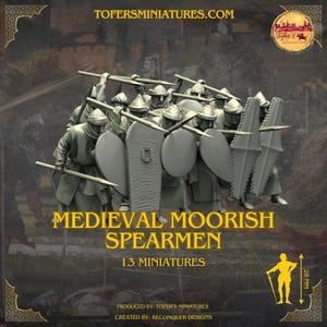 Medieval Moorish Spearmen. 28 mm Miniatures Ideal for Games Like SAGA, Pillage, and Other Wargames. Produced by Tofer&#39;s Miniatures
