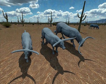 Texas Longhorn Wargaming scenery/Diorama. 28 mm, 32 mm, 40 mm, 54 mm, 75 mm, 100 mm Miniature. Ideal for Historical Wargames and Dioramas