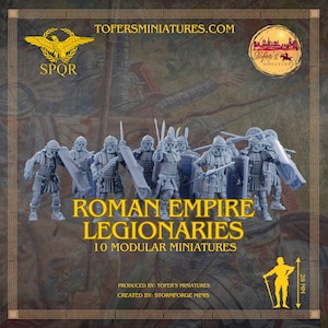 Miniaturas modulares de legionarios del Imperio Romano. Miniaturas de 28 mm (juego de 10). Ideales para juegos como Hail Caesar y otros juegos de guerra.