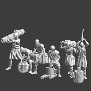 Medieval Medieval Workers - Set #1, Historical Wargaming. 28 mm Miniatures Produced by Tofer&#39;s Miniatures.