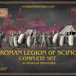 Roman Legion of Scipio. Complete Set. 28 mm Miniatures Set of 60 Miniatures