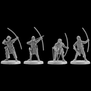 Set of 4 Medieval English Archers. 28 mm Miniatures