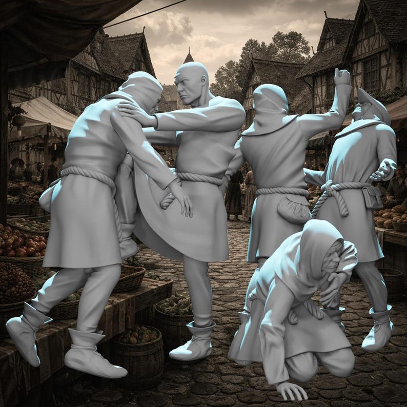 Medieval Arguing Medieval Civilians Bar Fight, Tvern Fight, Historical Wargaming. 28mm ...