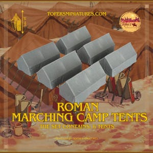 Set of 6 Roman Marching Camp Tents. 28 mm Scale