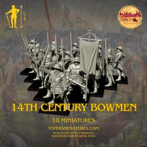 14th Century Medieval Bowmen. 28 mm Miniatures (Set of 10)