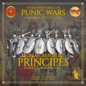 Principes. Republic of Rome. 28 mm Miniatures Set of 12 Miniatures.Punic Wars: Hannibal at the Gates. Produced by Tofer’s Miniatures.