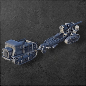CANHÃO DE ARTILHARIA STALINEC-2 e caminhão de transporte B4 WW2 - Ação de ferrolho escala 1/56 (28 mm) 28 mm Miniaturas