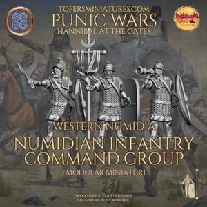 Numidian Infantry Command Group. Western Numidia. 28 mm Miniatures.Punic Wars: Hannibal at the Gates.