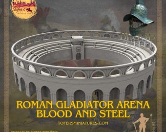 Arena de Gladiadores Romanos. Gladiadores de Sangre y Acero. Coliseo Modular. Miniaturas de 28 mm de Tofer's Miniatures.
