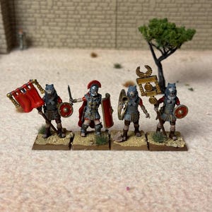 Miniaturas modulares pintadas del grupo de mando del Imperio Romano. Miniaturas de 28 mm (juego de 4)