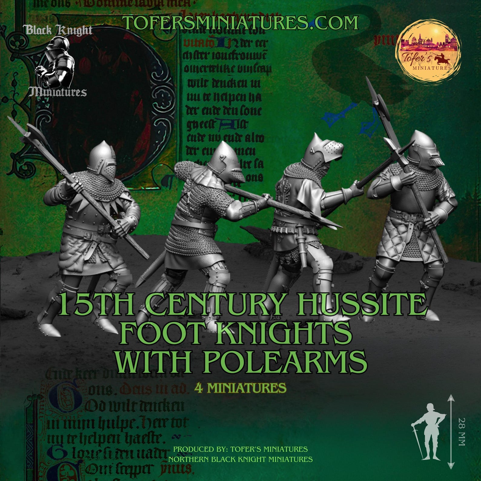 15th-century Hussite Foot Knights With Polearms. 28 Mm, 32 Mm, 40 Mm ...