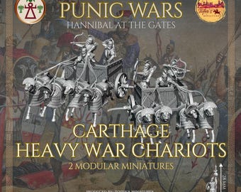 Carthaginian Heavy War Chariots. Carthage. Punic Wars: Hannibal at the Gates. 28 mm Miniature. Produced by Tofer’s Miniatures.