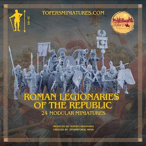 Legionarios romanos de la República con grupo de mando romano. Miniaturas modulares. Miniaturas de 28 mm (juego de 24)
