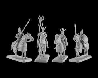 Set of 4 Carthage Carthaginian Mounted Command. 28 mm Miniatures